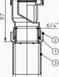 Aerator cu membrana pentru ventilarea unui sau mai multor obiecte sanitare - Desen tehnic