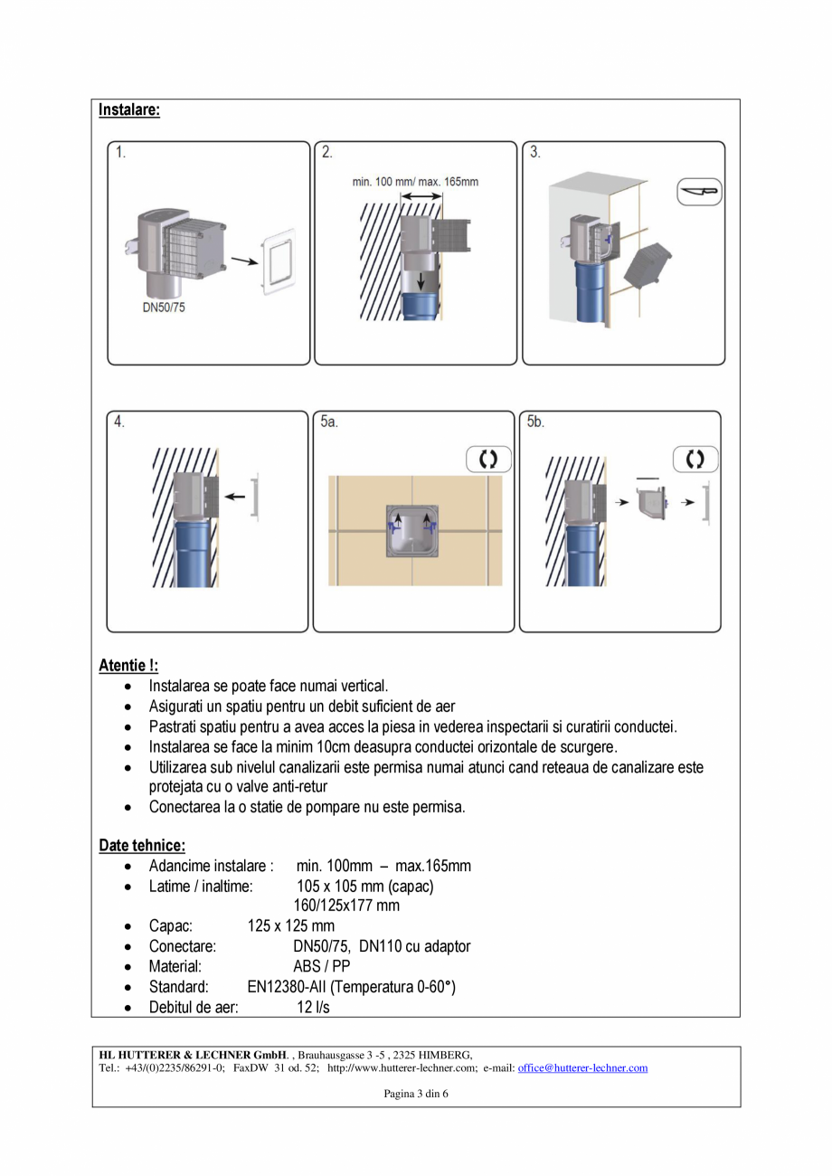 Pagina 3-Piesa de ventilatie inzidita pentru aerisirea coloanelor de canalizare HL Hutterer & Lechner...
