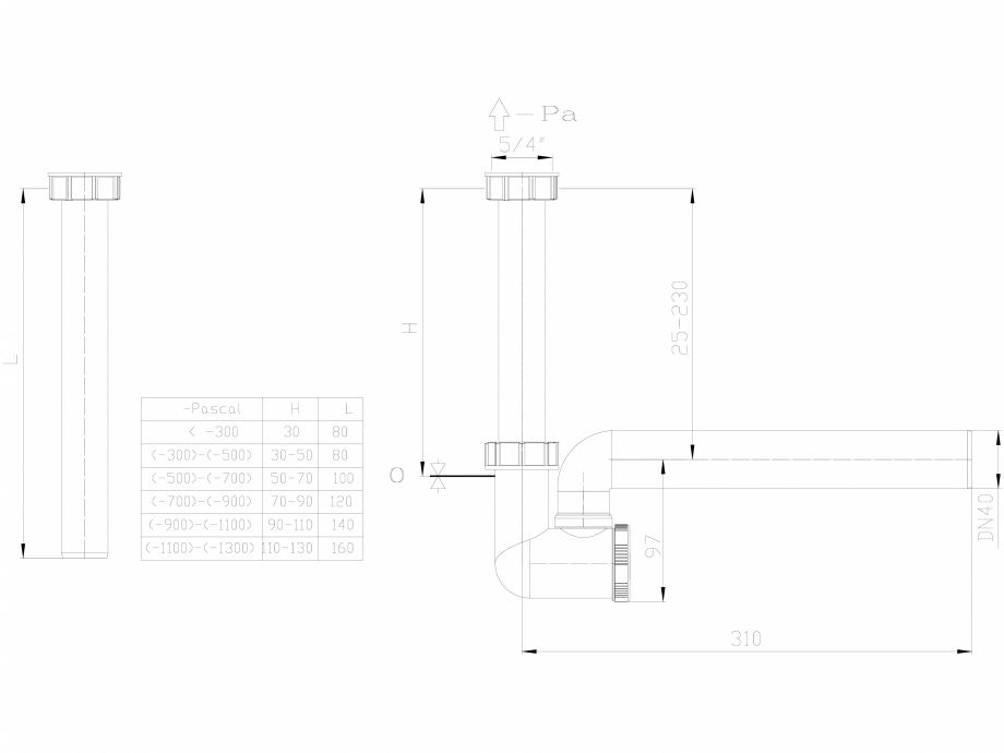 Pagina 1-CAD-DXF Sifon pentru condens cu racord de admisie pe verticala HL Hutterer & Lechner Detaliu de ...