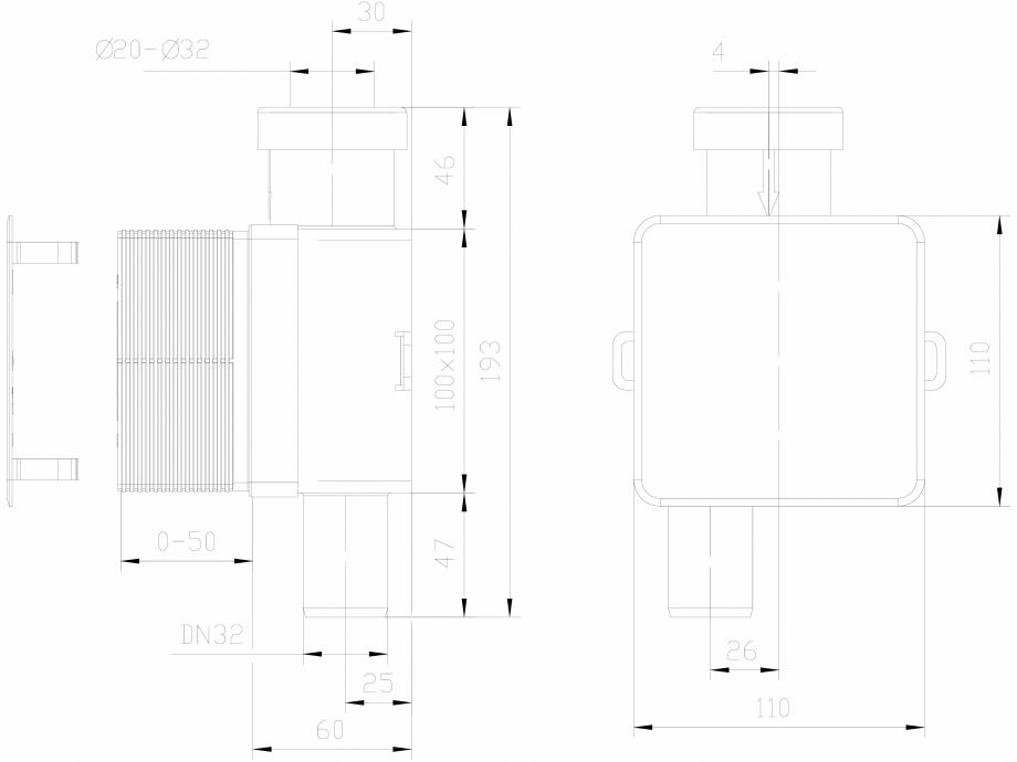 Pagina 1-CAD-DXF Sifon pentru condens cu montaj ingropat HL Hutterer & Lechner Detaliu de produs HL138 