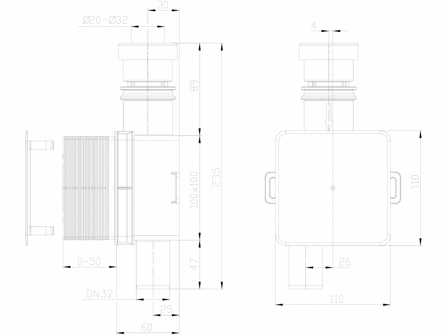 Pagina 1-CAD-DXF Sifon pentru condens cu montaj ingropat cu cartus transparent si extractabil pentru curatare...