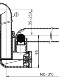 Sifon pentru condens cu racord intrare pozitionat orizontal sau vertical - desen tehnic