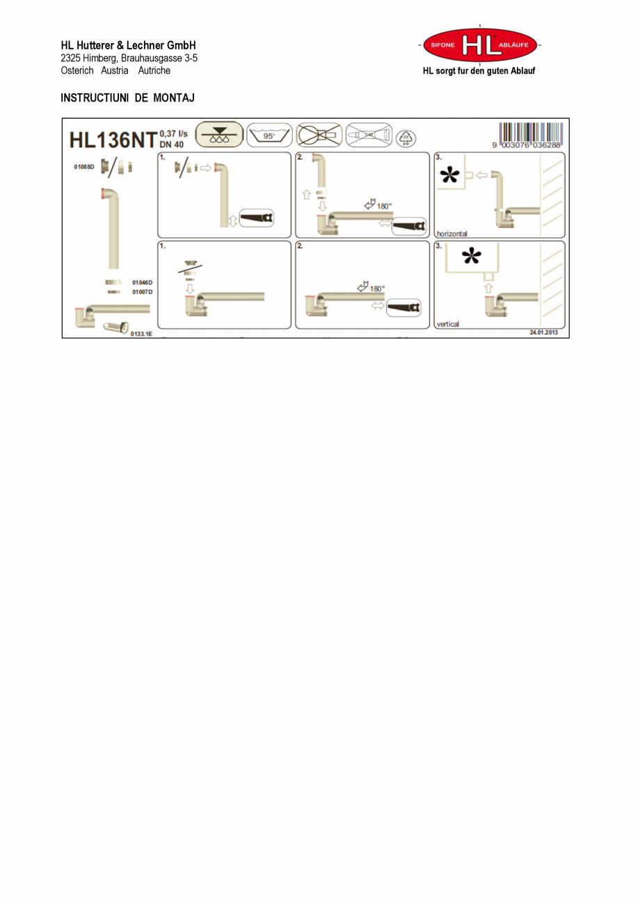 Pagina 2-Sifon pentru condens cu tuburi transparente HL Hutterer & Lechner HL136NT Fisa tehnica ent...