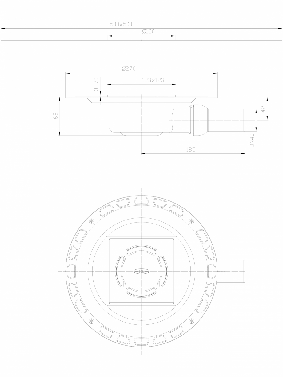 Pagina 1-CAD-DXF Sifon pardoseala racord lateral, cu gratar inox, obturator miros "PRIMUS BLUE" si ...