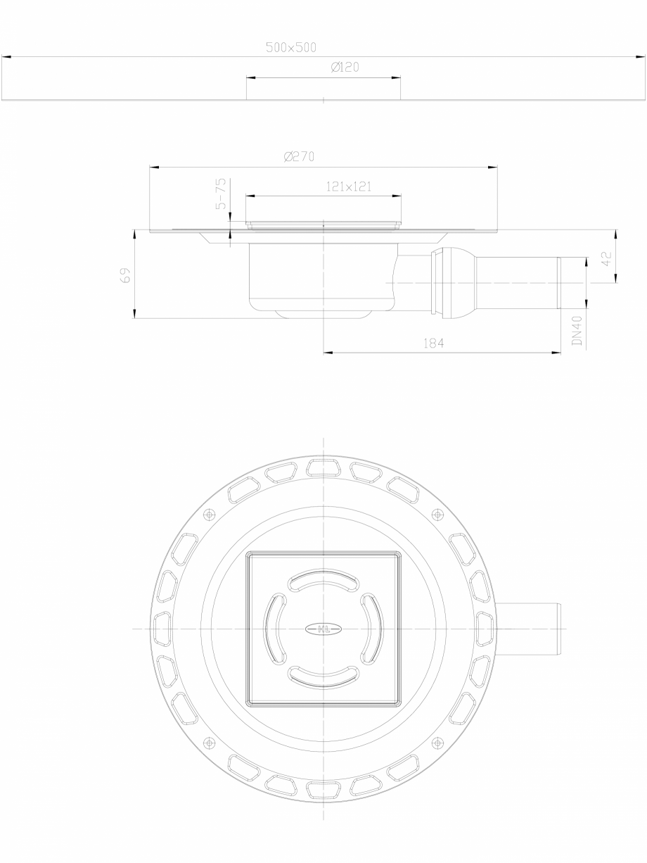 Pagina 1-CAD-DXF Sifon pardoseala racord lateral, RAMA si gratar inox, obturator miros "PRIMUS BLUE"...