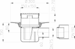 Desen tehnic - Sifon de pardoseala DN75 110 cu iesire orizontala cu flansa de izolatie HL