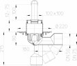 Desen tehnic - Sifon de pardoseala DN50 75 cu articulatie cu obturator de mirosuri cu ventil