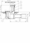 Desen tehnic - Receptor de pardoseala DN40 50 orizontal cu flansa de izolatie obturator PRIMUS -