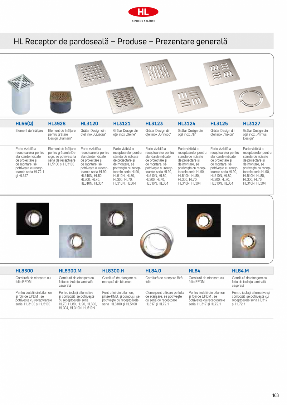 Pagina 9-Sifoane de scurgere pentru pardoseala HL Hutterer & Lechner HL72.1, HL72.1H, HL72.1HN, HL72.1N, ...