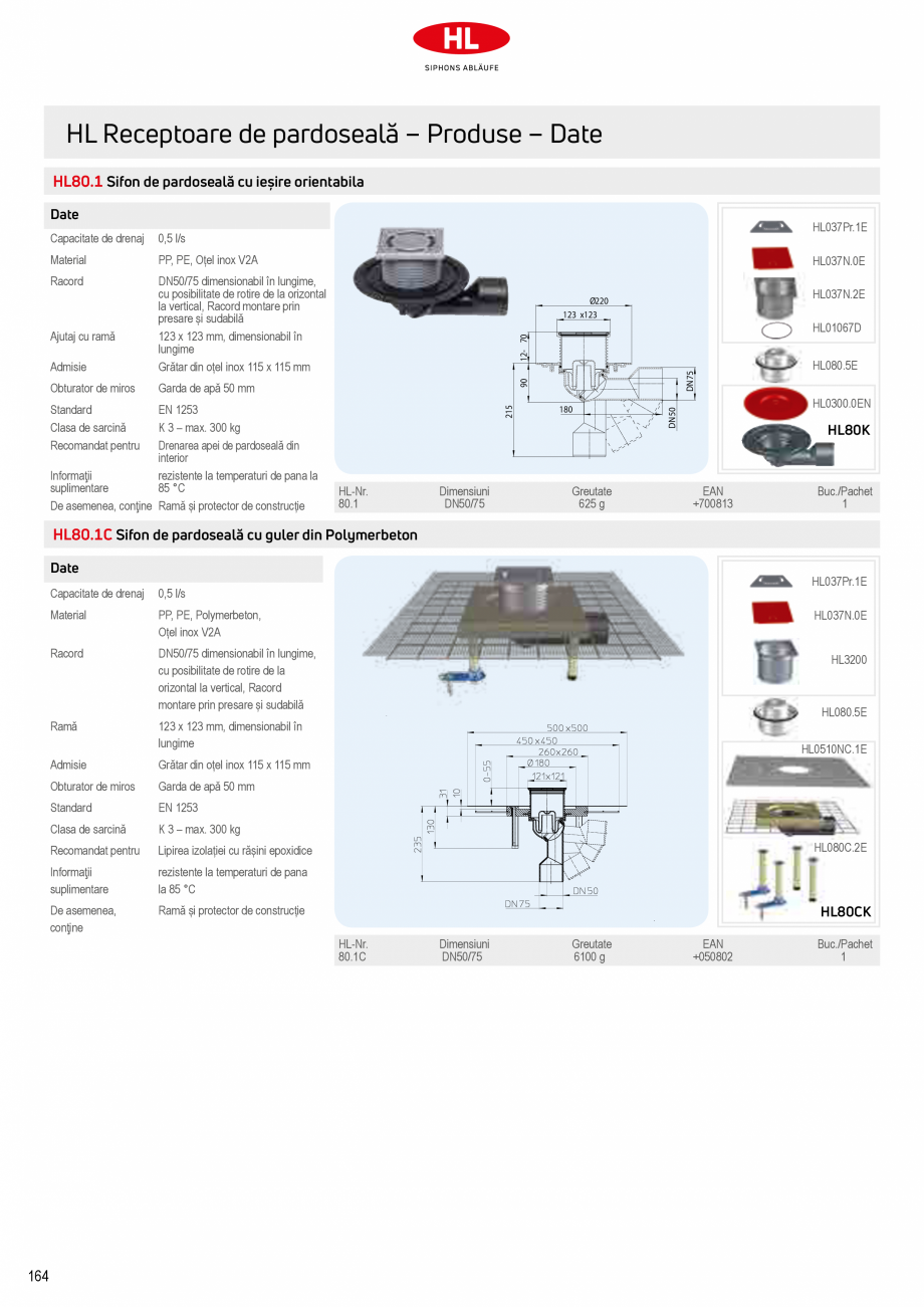Pagina 10-Sifoane de scurgere pentru pardoseala HL Hutterer & Lechner HL72.1, HL72.1H, HL72.1HN, HL72.1N, ...