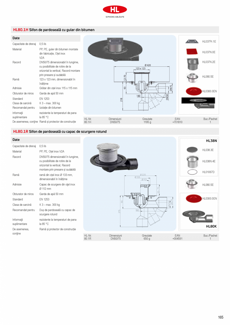 Pagina 11-Sifoane de scurgere pentru pardoseala HL Hutterer & Lechner HL72.1, HL72.1H, HL72.1HN, HL72.1N, ...