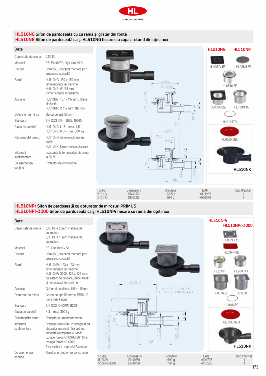 Pagina 19-Sifoane de scurgere pentru pardoseala HL Hutterer & Lechner HL72.1, HL72.1H, HL72.1HN, HL72.1N, ...