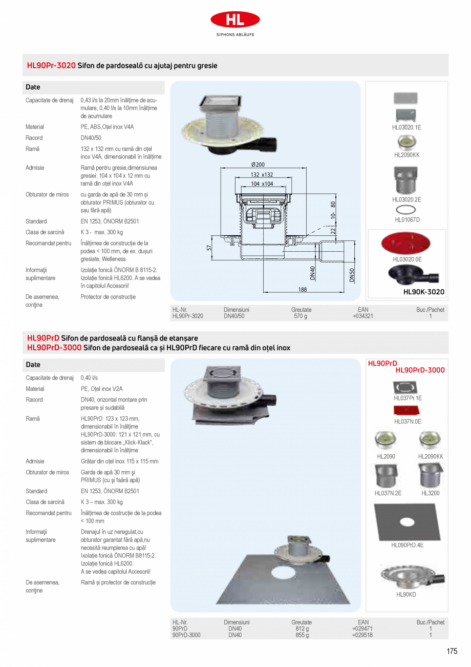 Pagina 21-Sifoane de scurgere pentru pardoseala HL Hutterer & Lechner HL72.1, HL72.1H, HL72.1HN, HL72.1N, ...