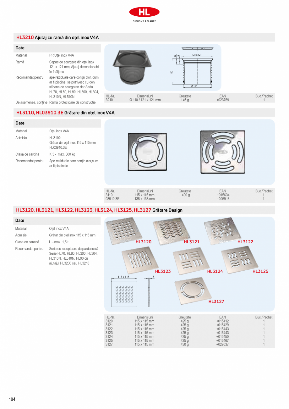 Pagina 30-Sifoane de scurgere pentru pardoseala HL Hutterer & Lechner HL72.1, HL72.1H, HL72.1HN, HL72.1N, ...