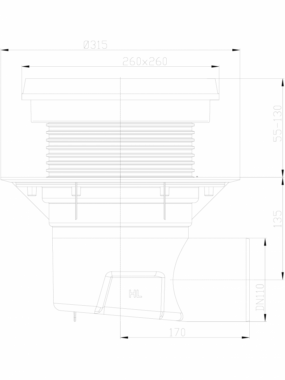 Pagina 1-CAD-DXF Receptor cu iesire laterala, flansa hidroizolatie, inaltator cu rama fonta si gratar fonta...
