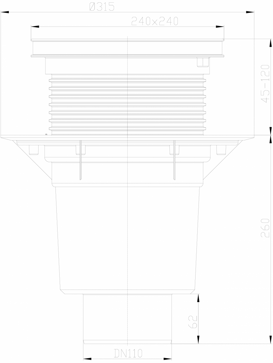 Pagina 1-CAD-DXF Receptor cu iesire verticala, flansa hidroizolatie, inaltator cu rama PP si gratar HL...