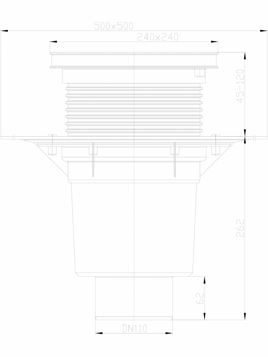 Pagina 1-CAD-DXF Receptor cu iesire verticala, guler din bitum, inaltator cu rama PP si gratar HL Hutterer...