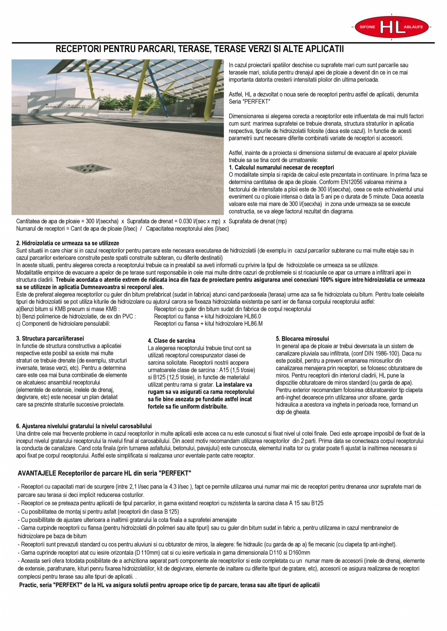 Pagina 1-Prezentare Receptori parcare HL Hutterer & Lechner Catalog, brosura Romana RECEPTORI PENTRU...