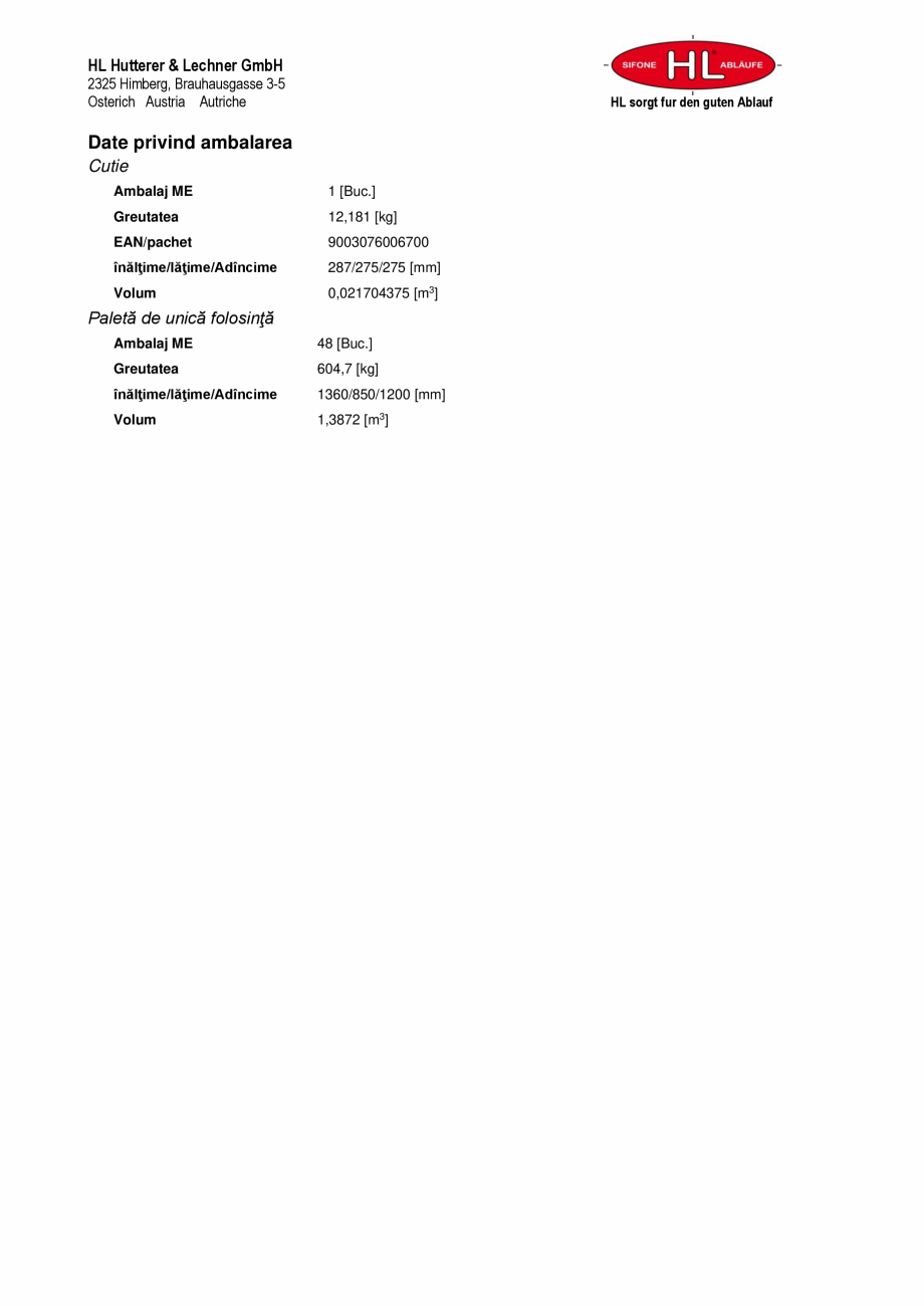 Pagina 2-Receptor cu iesire laterala, rama fonta si gratar fonta HL Hutterer & Lechner HL605.1  Fisa...