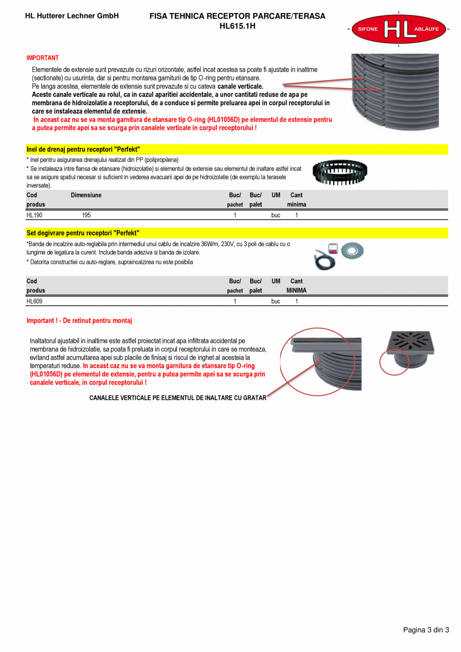 Pagina 3-Receptor cu iesire laterala, guler din bitum, inaltator cu rama fonta si gratar fonta HL Hutterer...