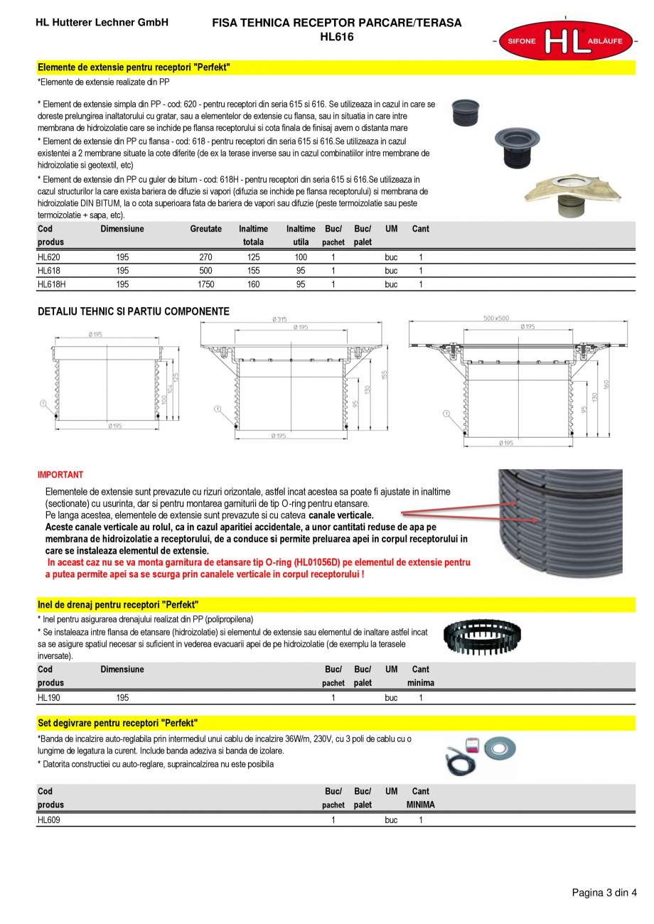 Pagina 3-Receptor cu iesire verticala, flansa hidroizolatie, inaltator cu rama PP si gratar HL Hutterer &...