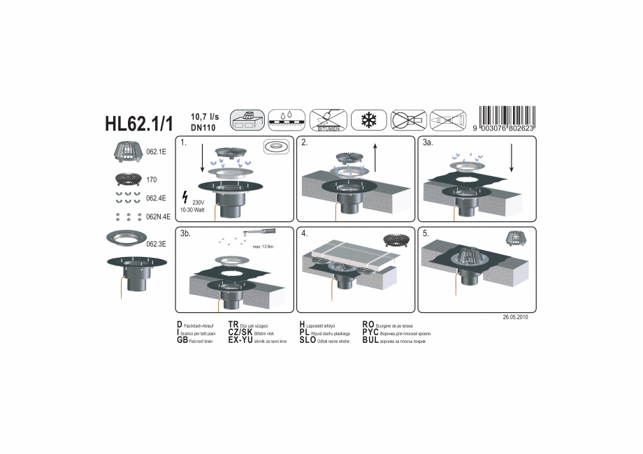 Pagina 1-Exemplu de montaj: Receptor pentru acoperis, cu clema si element de incalzire HL62.1/1 HL Hutterer...