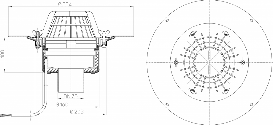 Pagina 1 - Desen tehnic: Receptor pentru acoperis, cu clema si element de incalzire HL62.1/7 HL...