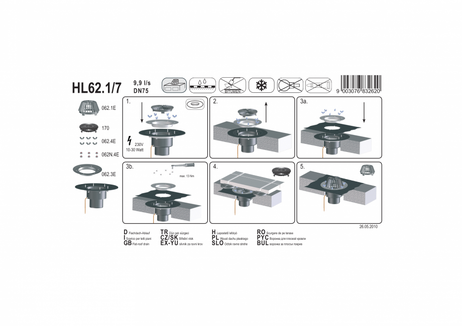 Pagina 1-Exemplu de montaj: Receptor pentru acoperis, cu clema si element de incalzire HL62.1/7 HL Hutterer...