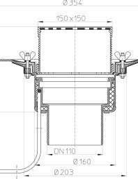 Desen tehnic: Receptor pentru acoperis circulabil cu clema si element incalzire HL62.1B/1
