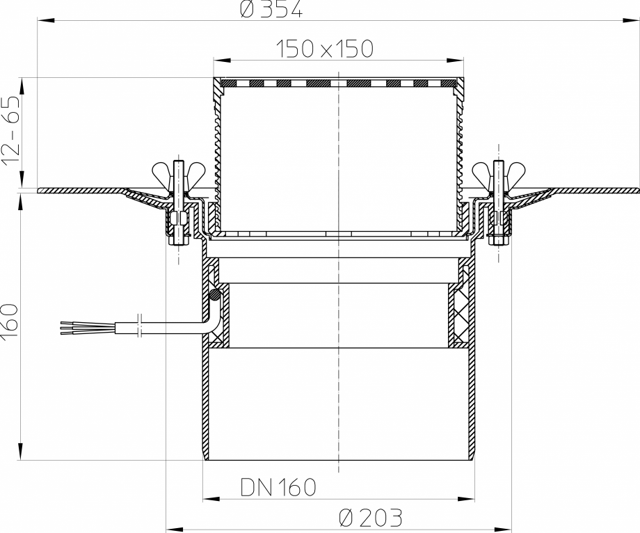 Pagina 1-Desen tehnic: Receptor pentru acoperis circulabil cu clema si element incalzire HL62.1B/5 HL...