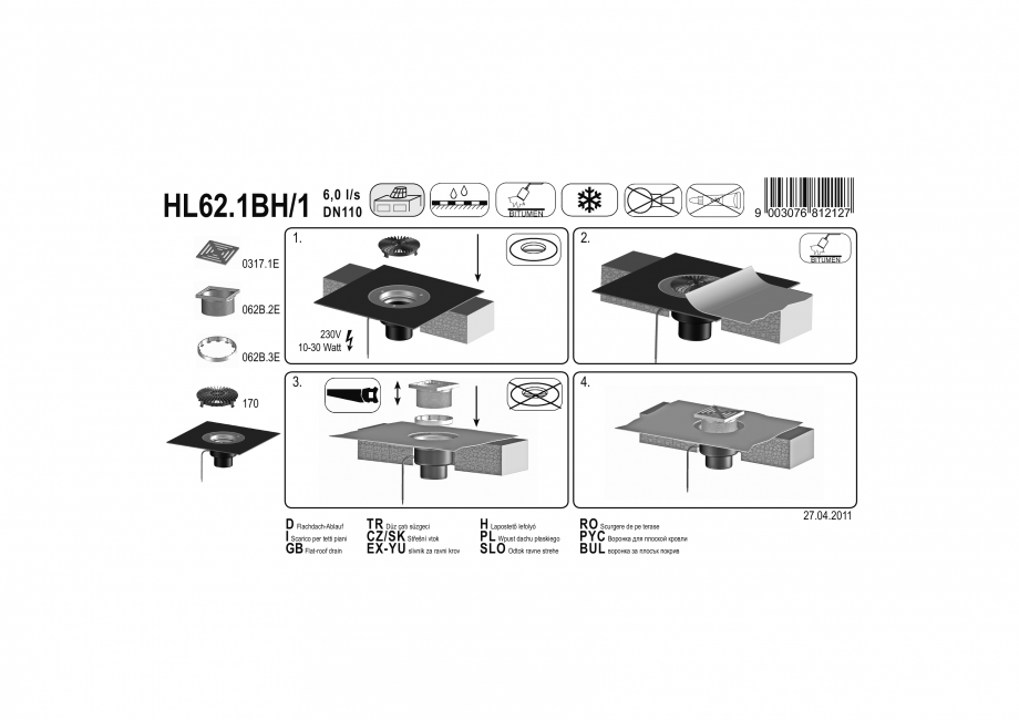Pagina 1-Exemplu montaj: Receptor pentru acoperis circulabil cu manseta din bitum si incalzire HL62.1BH/1 HL ...