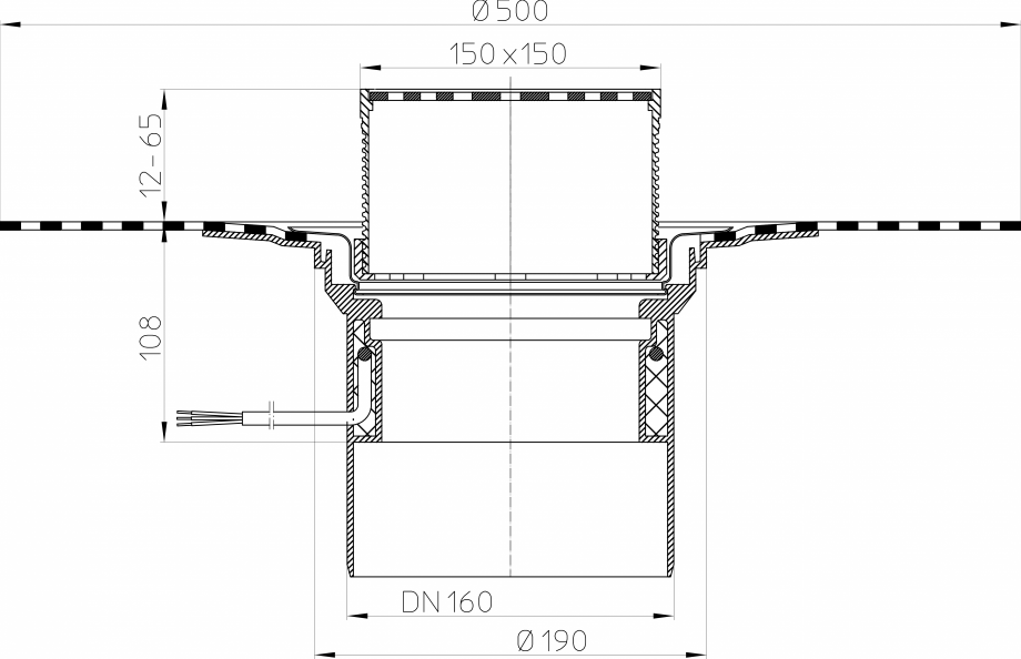 Pagina 1-Desen tehnic: Receptor pentru acoperis circulabil cu manseta din bitum si incalzire HL62.1BH/5 HL...