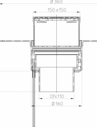 Desen tehnic: Receptor pentru acoperis carosabil, cu guler din PVC si incalzire HL62.1BP/1