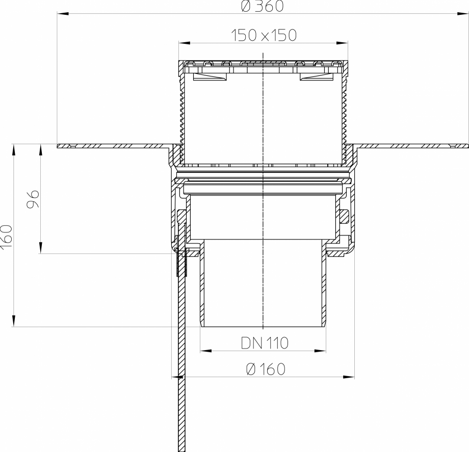 Pagina 1-Desen tehnic: Receptor pentru acoperis carosabil, cu guler din PVC si incalzire HL62.1BP/1 HL...