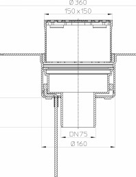 Desen tehnic: Receptor pentru acoperis carosabil, cu guler din PVC si incalzire HL62.1BP/7