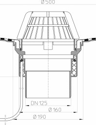 Desen tehnic: Receptor pentru acoperis cu manseta din bitum si incalzire HL62.1H/2