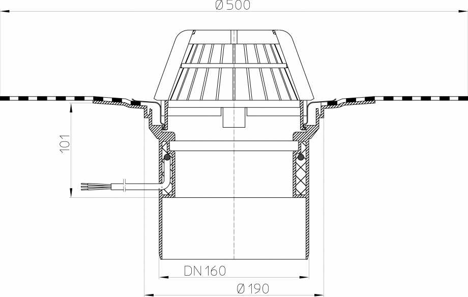 Pagina 1-Desen tehnic: Receptor pentru acoperis cu manseta din bitum si incalzire HL62.1H/5 HL Hutterer &...