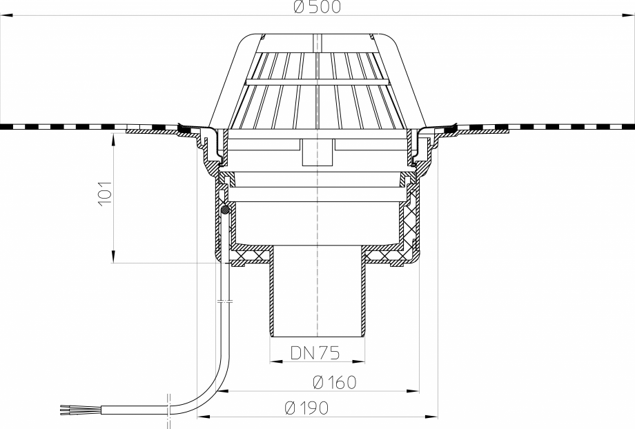 Pagina 1 - Desen tehnic: Receptor pentru acoperis cu manseta din bitum si incalzire HL62.1H/7 HL...
