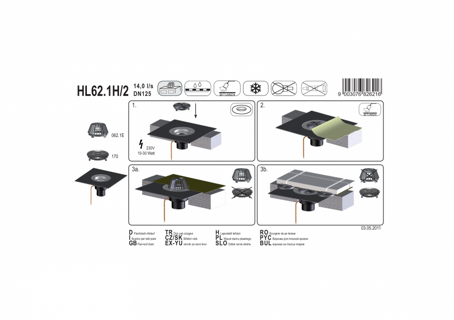 Pagina 1-Exemplu montaj: Receptor pentru acoperis cu manseta din bitum si incalzire HL62.1H/2 HL Hutterer...