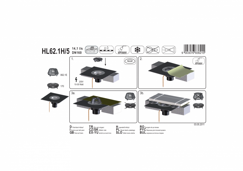 Pagina 1-Exemplu montaj: Receptor pentru acoperis cu manseta din bitum si incalzire HL62.1H/5 HL Hutterer...