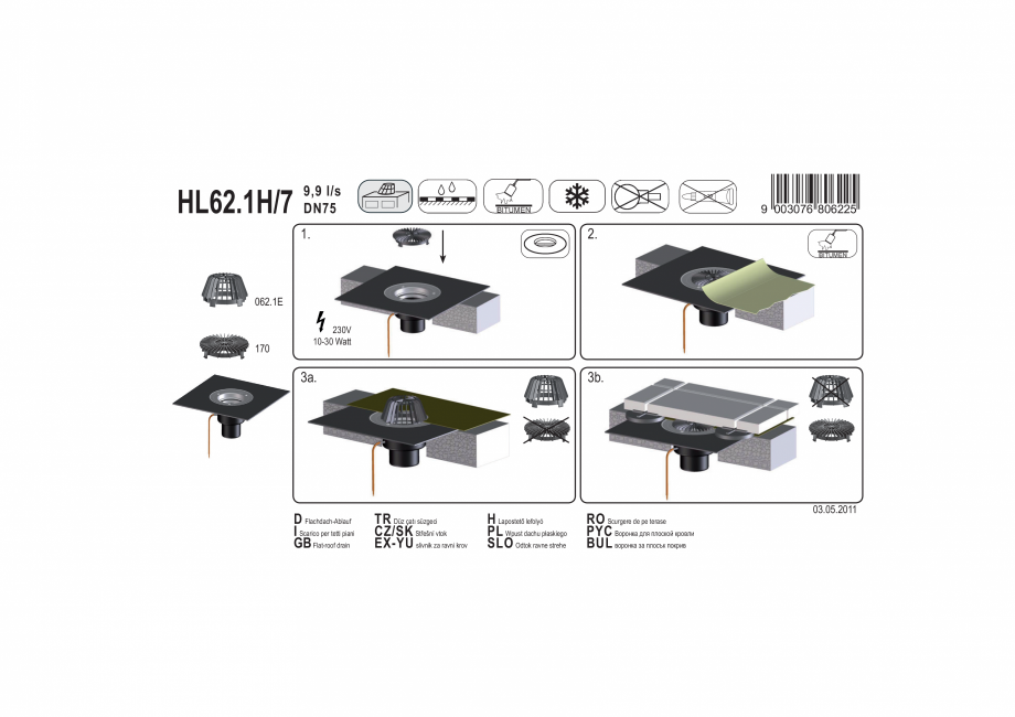 Pagina 1-Exemplu montaj: Receptor pentru acoperis cu manseta din bitum si incalzire HL62.1H/7 HL Hutterer...