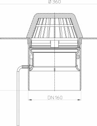 Desen tehnic: Receptor pentru acoperis cu guler din PVC si incalzire HL62.1P/5