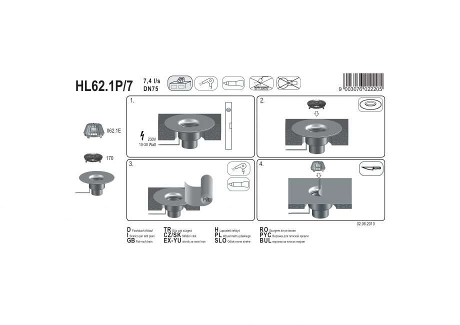 Pagina 1-Exemplu montaj: Receptor pentru acoperis cu guler din PVC si incalzire HL62.1P/7 HL Hutterer &...