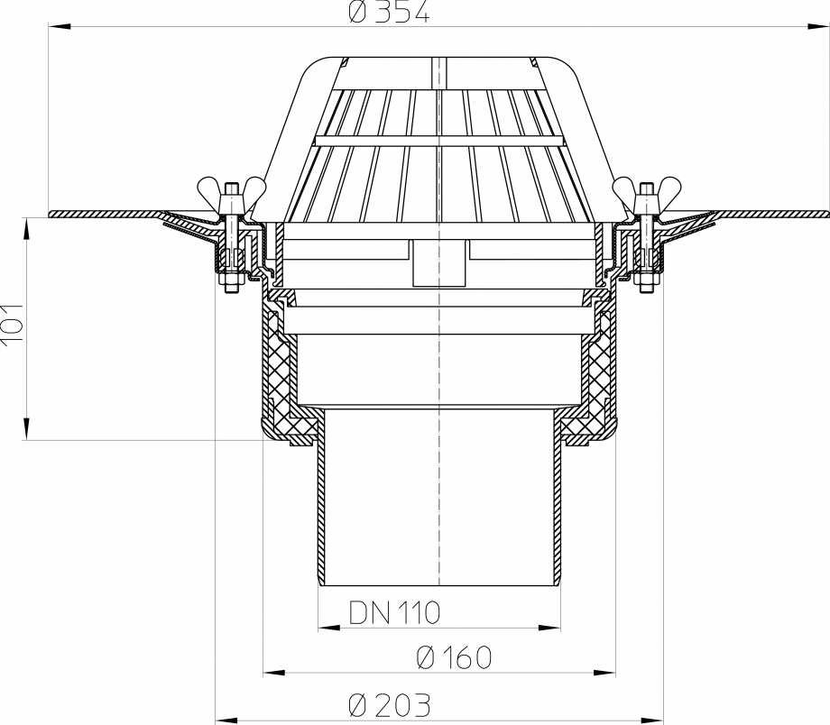 Pagina 1 - Desen tehnic: Receptor pentru acoperis necirculabil cu element clema HL62/1 HL Hutterer...