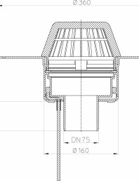 Desen tehnic: Receptor pentru acoperis cu guler din PVC si incalzire HL62.1P/7