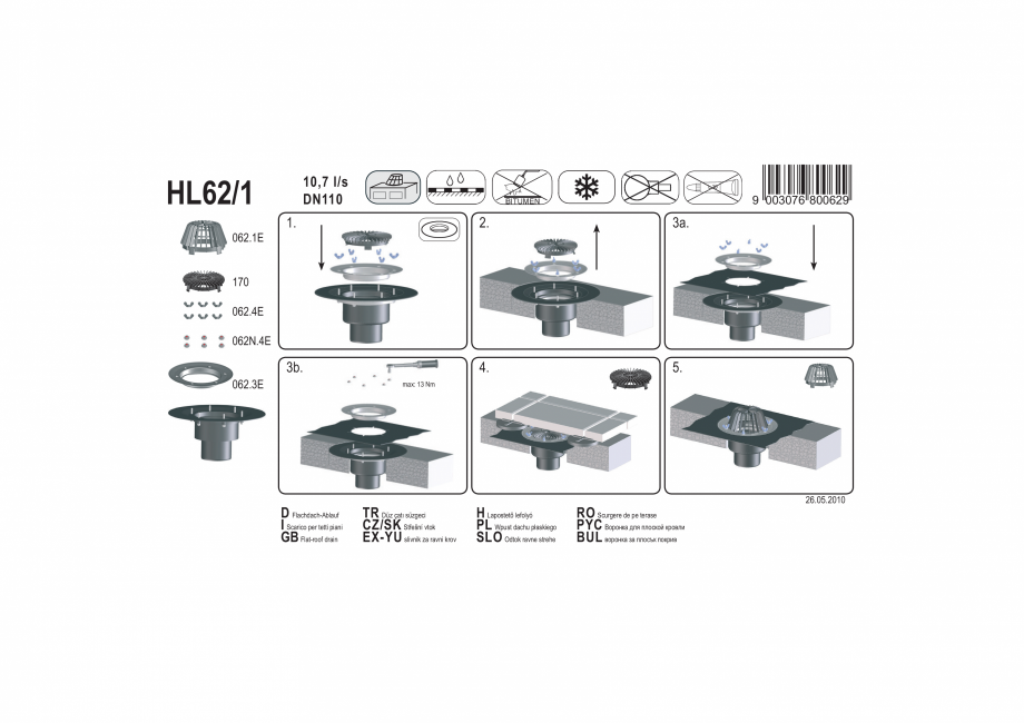 Pagina 1-Exemplu montaj: Receptor pentru acoperis necirculabil, cu guler izolator si flansa HL62/1 HL...