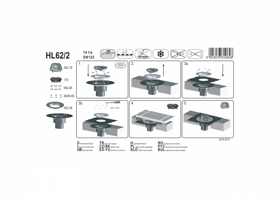 Pagina 1-Exemplu montaj: Receptor pentru acoperis necirculabil, cu guler izolator si flansa HL62/2 HL...