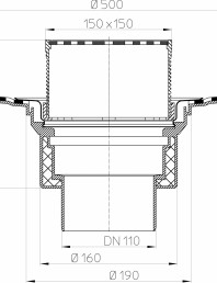 Desen tehnic: Receptor cu manseta din bitum pentru acoperis circulabil HL62BH/1
