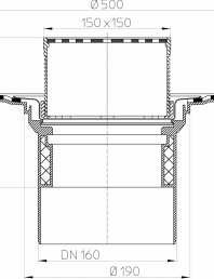Desen tehnic: Receptor cu manseta din bitum pentru acoperis circulabil HL62BH/5