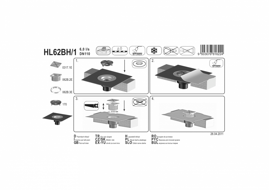 Pagina 1-Exemplu montaj: Receptor cu manseta din bitum pentru acoperis circulabil HL62BH/1 HL Hutterer & ...